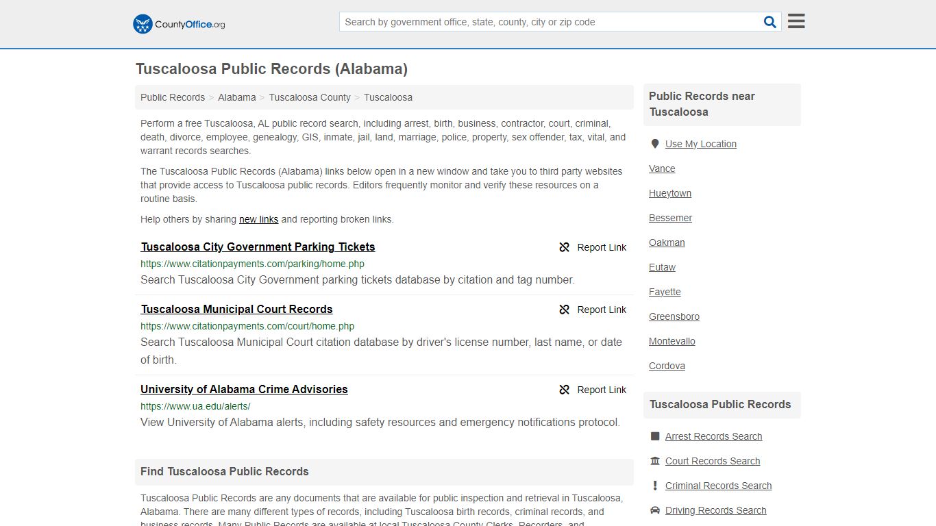 Public Records - Tuscaloosa, AL (Business, Criminal, GIS, Property ...